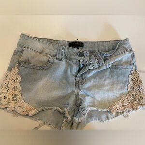 Fire Los Angeles Denim Shorts with Lace Trim